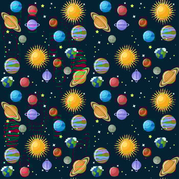 Planets seamless pattern vector