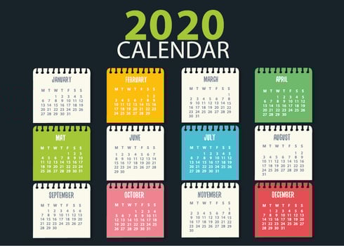 Colorful Calendar Template School Childish  vector