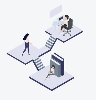 People working and walking Isometric concept vector