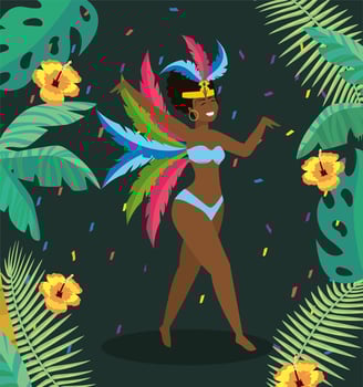 Female carnival dancer with leaves and flowers  vector