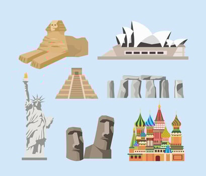 Set of famous destination landmarks  vector