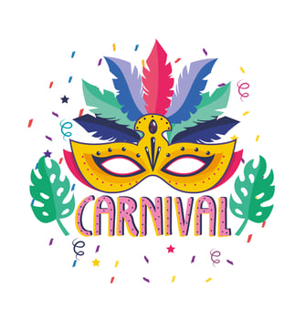 Carnival poster with feather and mask  vector