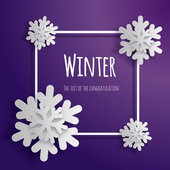 Snowflakes 3d, paper cut frame vector
