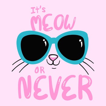 Hand drawn cute kitty with sunglasses  vector