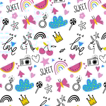 Hand drawn kids fun party pattern background  vector