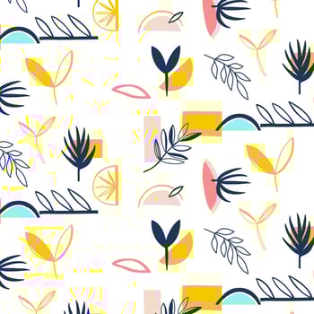 Hand drawn modern shapes  floral pattern  vector