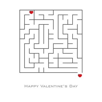 Valentine's day background with heart shaped in maze  vector