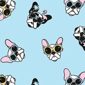 Hand drawn dogs with sunglasses pattern vector