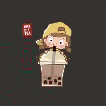Little girl Drinking bubble tea vector
