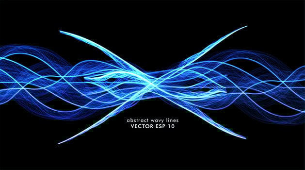 Abstract vector of blue wave lines 
