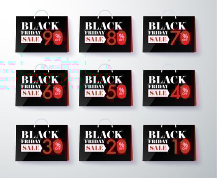 Black Friday promotion label and tag discount vector