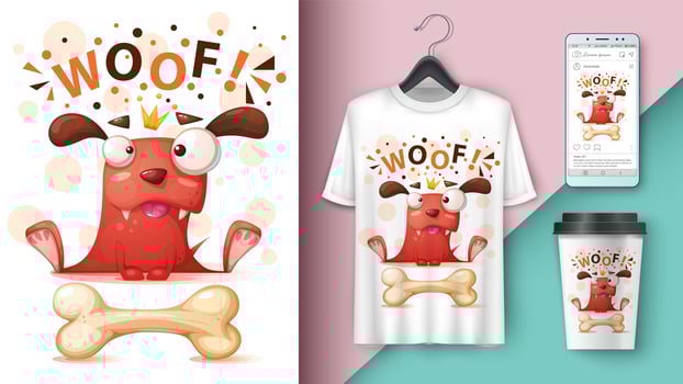 Crazy dog - mockup for your idea. vector