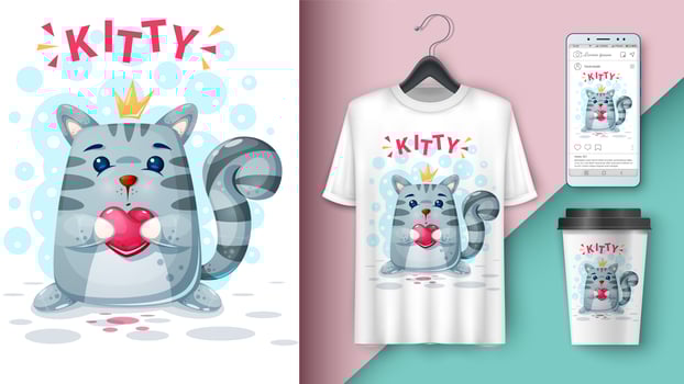Cat and balloon - mockup for your idea vector