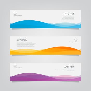 Set of horizontal  abstract wavy  banners vector