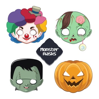 Cute Halloween monster masks vector