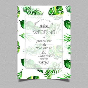 Tropical Wedding Invitation Card vector