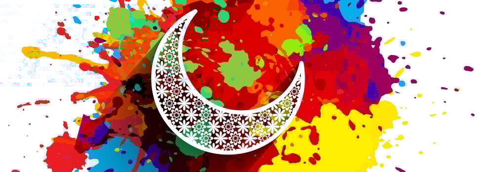 Ramadan Kareem colorful splatter banner vector