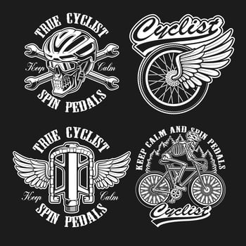 Set of Vintage Black and White Bicycle Logos vector