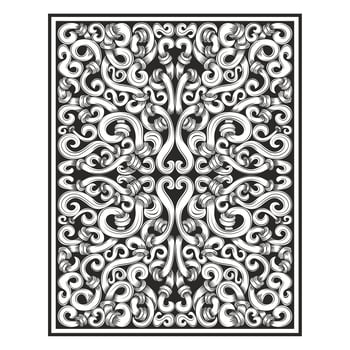 Vintage wood carved etched vine and plant pattern vector