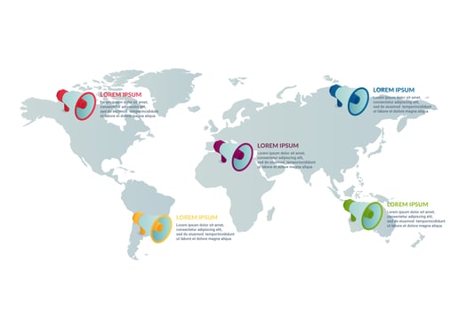 business infographic design with world map background vector