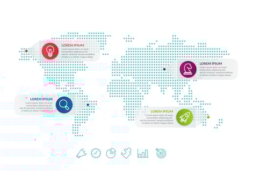 business infographic design with world map background vector