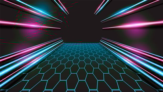 Abstract Glowing Neon Black Background Design vector