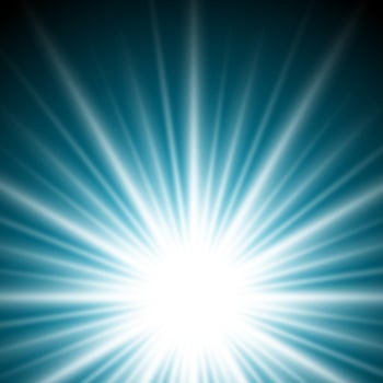 Lighting effect sunburst or sunbeams on dark blue background. vector