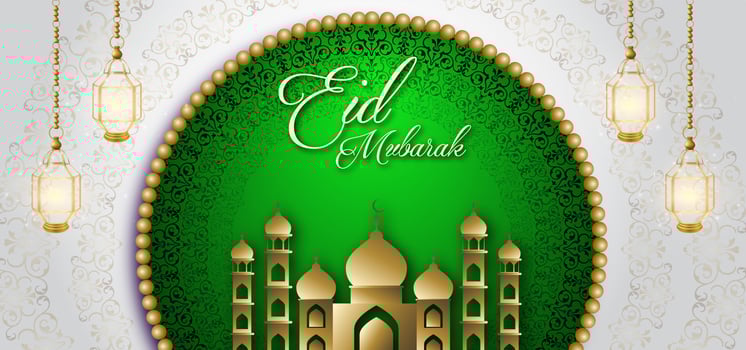 Eid Mubarak Green Royal Luxury Banner Background vector