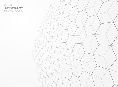 Abstract receding perspective hexagon outline  background vector