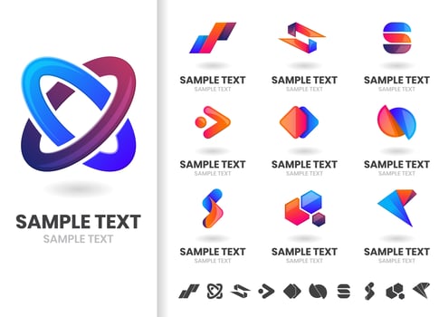 Set of interlocking modern logo shapes vector