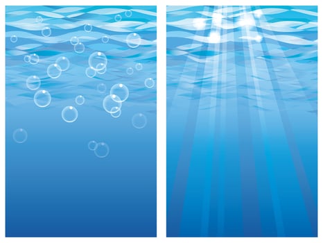 Set of underwater background. vector