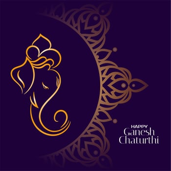 Golden lord ganesha on  dark background vector