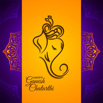 Lord ganesha festive bright orange background  vector