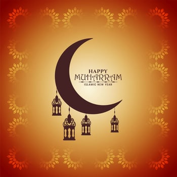 Islamic bright Happy Muharram crescent moon background vector