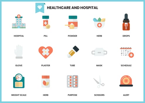 Set of hospital and healthcare elements on white  vector