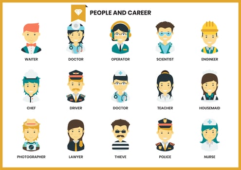 Set of people and career icons  vector