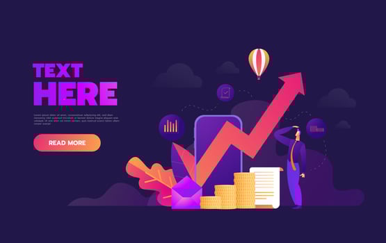 Business growth graph on smartphone application  vector