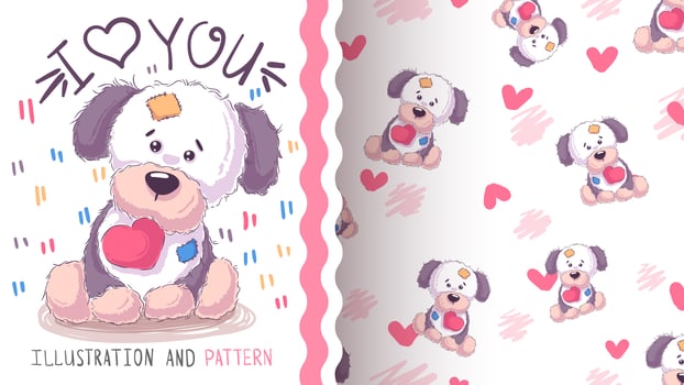 Cute dog, puppy - seamless pattern vector