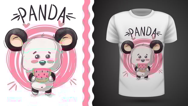 Cute panda, bear - idea for print t-shirt vector