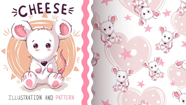 Cute seat mouse - hand draw vector