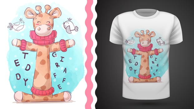 Bird and giraffe - idea for print t-shirt vector