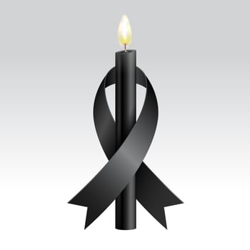 Black ribbon and Black candle for mourning vector