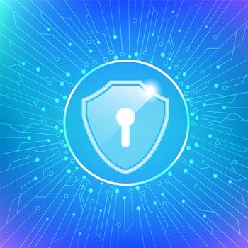 Shield with key hole cyber security protection icon vector
