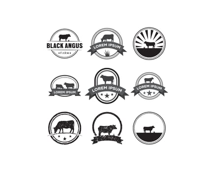 Cow emblem logo set vector