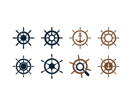 Ship wheel icon set vector