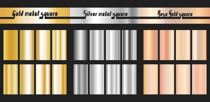 Gold silver and rose gold gradient vector