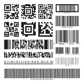 Barcode and QR code set vector