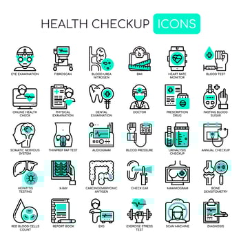 Set of Health Checkup thin line and pixel perfect icons for any web and app project.  vector