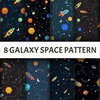 Seamless Galaxy pattern set vector