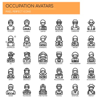 Occupation Avatars , Thin Line and Pixel Perfect Icons vector